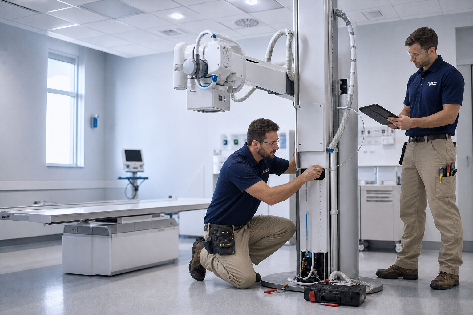 Biomedical Engineers in Navy Polo and Khaki Pants