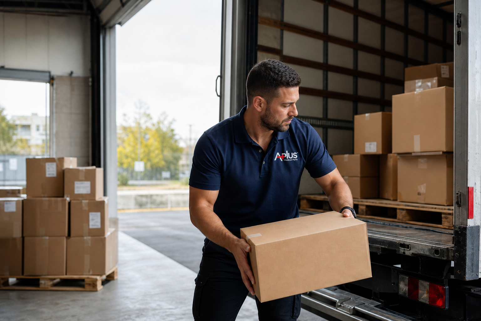 Hero Optimized Man Loading Truck at Warehouse